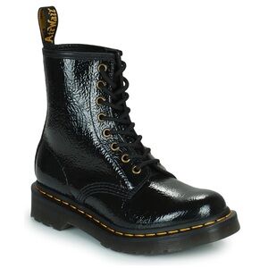 Dr. Martens 1460 Women’s Distressed Patent Leather Black Boots, Size 9